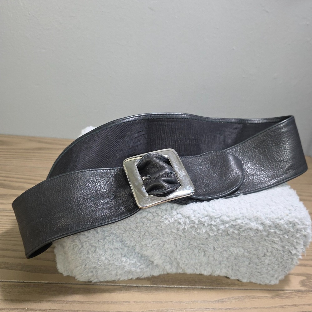 Vintage Avignon 2.75" Wide Genuine Soft Black Leather Large 30-34" 80s Party